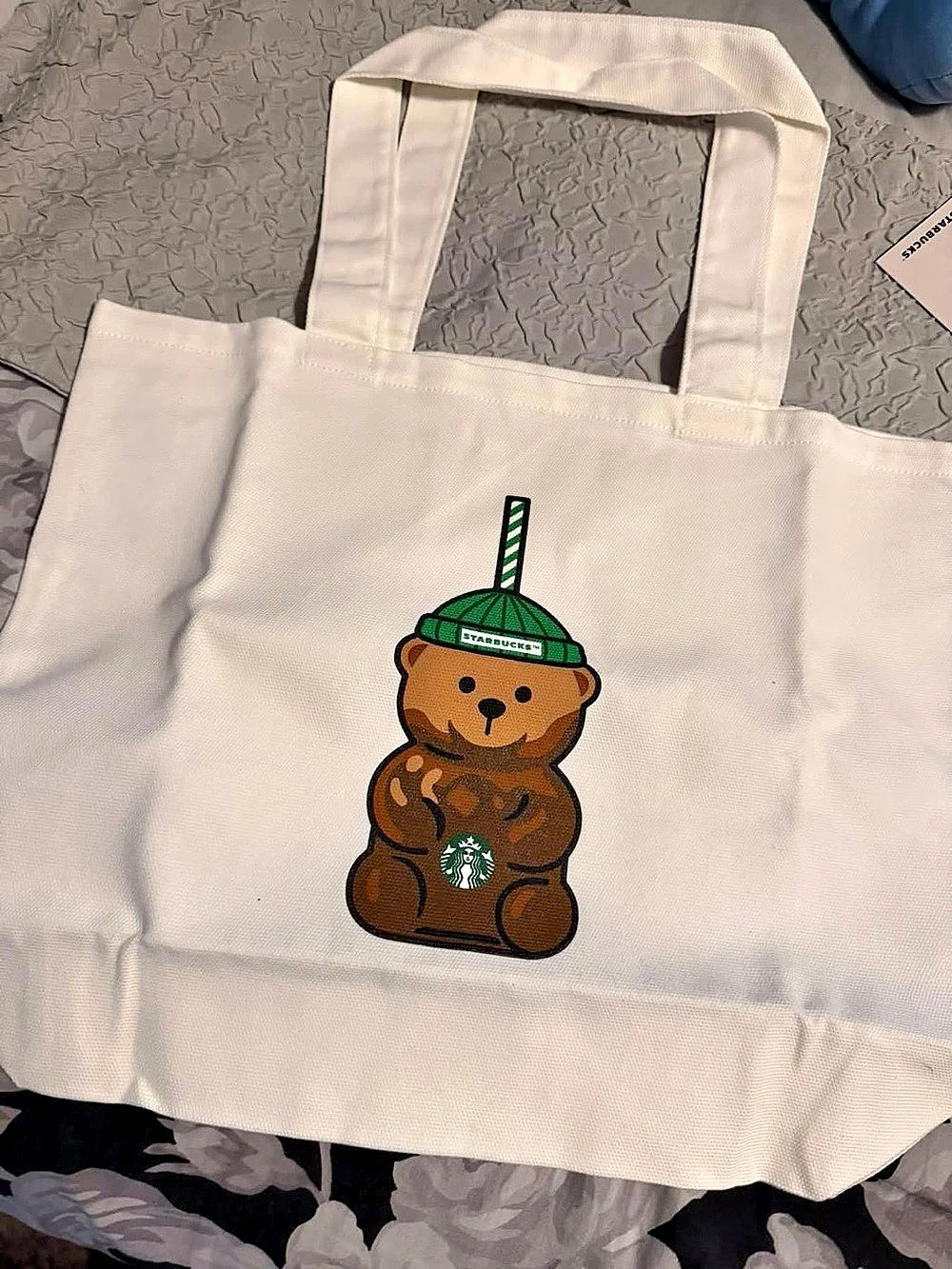 Starbucks Bearista Canvas Tote Bag White & Green